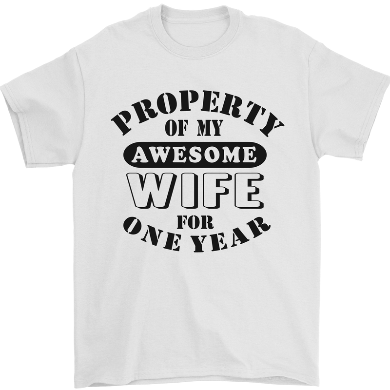 1st Wedding Anniversary 1 Year Funny Wife Mens T-Shirt 100% Cotton White