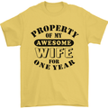 1st Wedding Anniversary 1 Year Funny Wife Mens T-Shirt 100% Cotton Yellow