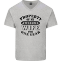 1st Wedding Anniversary 1 Year Funny Wife Mens V-Neck Cotton T-Shirt Sports Grey