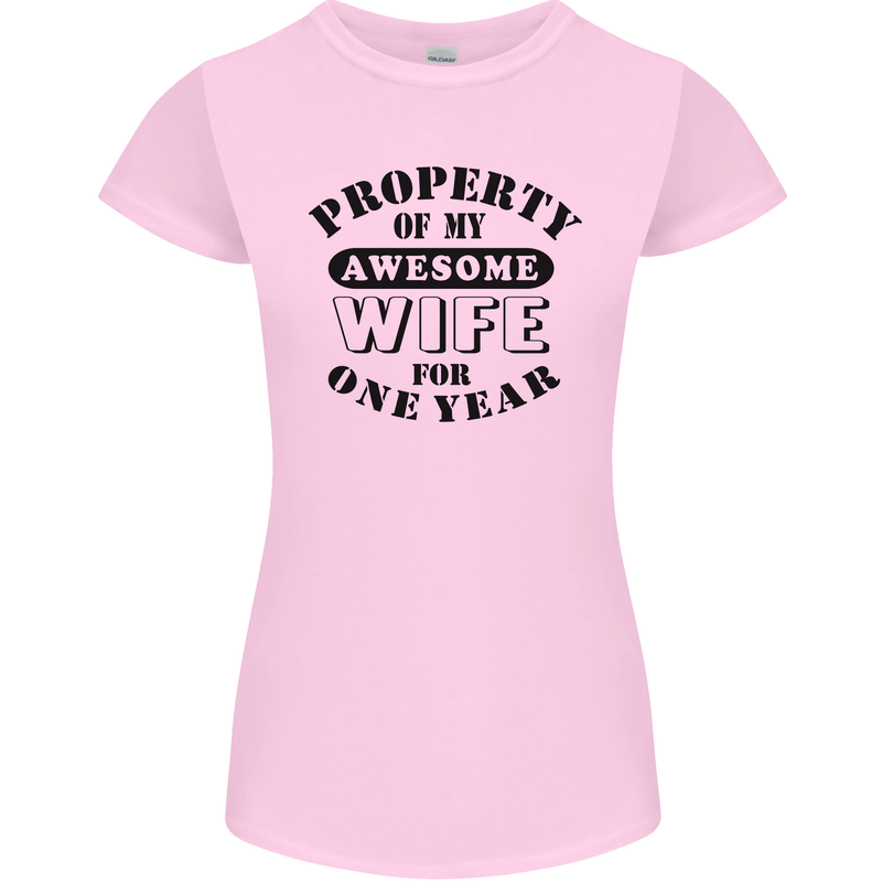 1st Wedding Anniversary 1 Year Funny Wife Womens Petite Cut T-Shirt Light Pink
