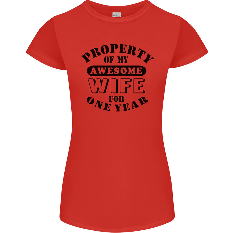 1st Wedding Anniversary 1 Year Funny Wife Womens Petite Cut T-Shirt Red