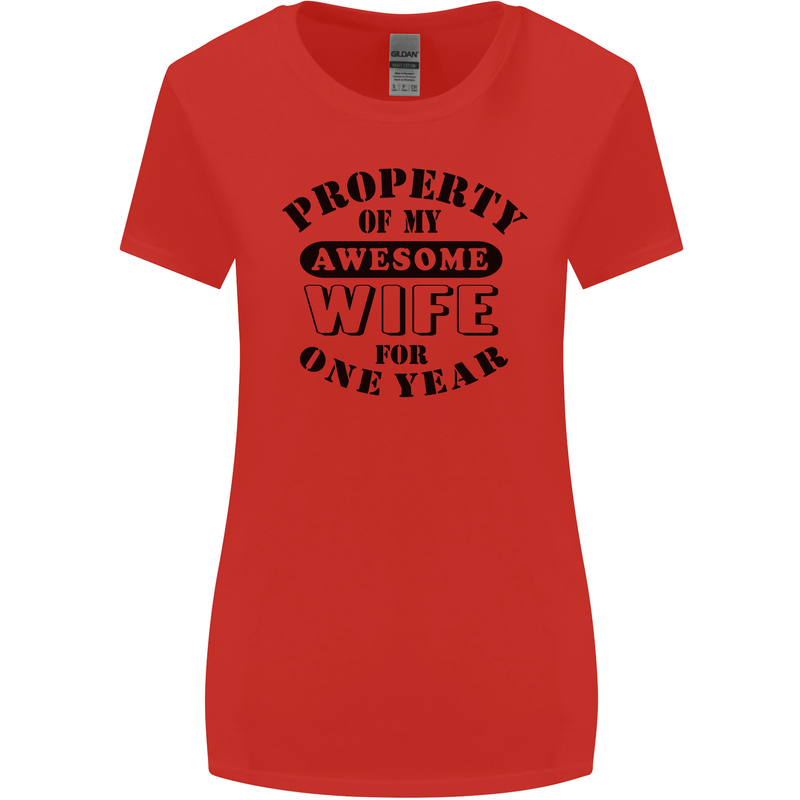 1st Wedding Anniversary 1 Year Funny Wife Womens Wider Cut T-Shirt Red