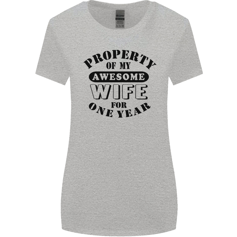 1st Wedding Anniversary 1 Year Funny Wife Womens Wider Cut T-Shirt Sports Grey