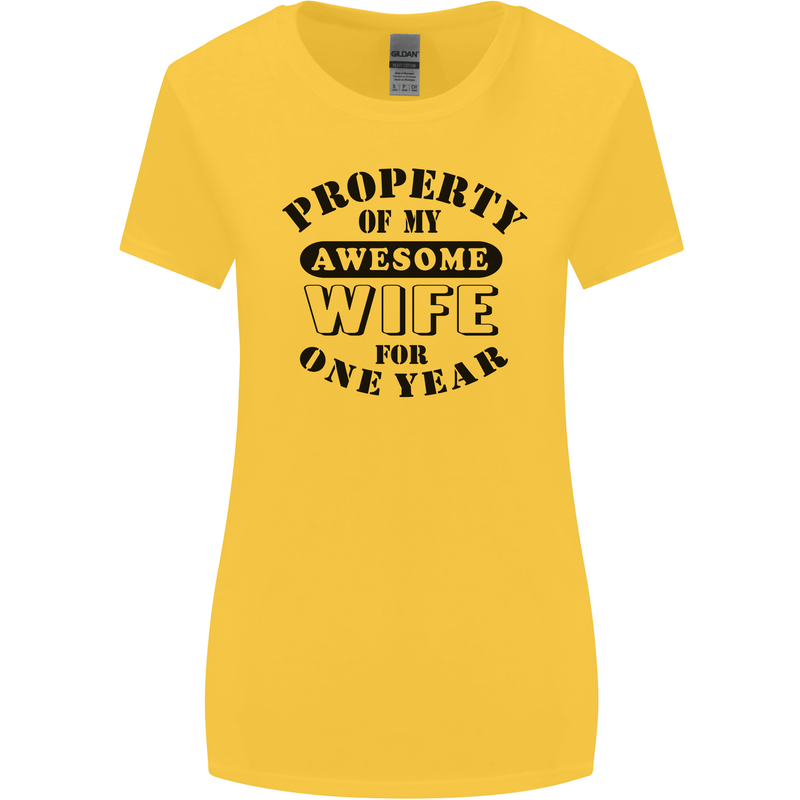 1st Wedding Anniversary 1 Year Funny Wife Womens Wider Cut T-Shirt Yellow