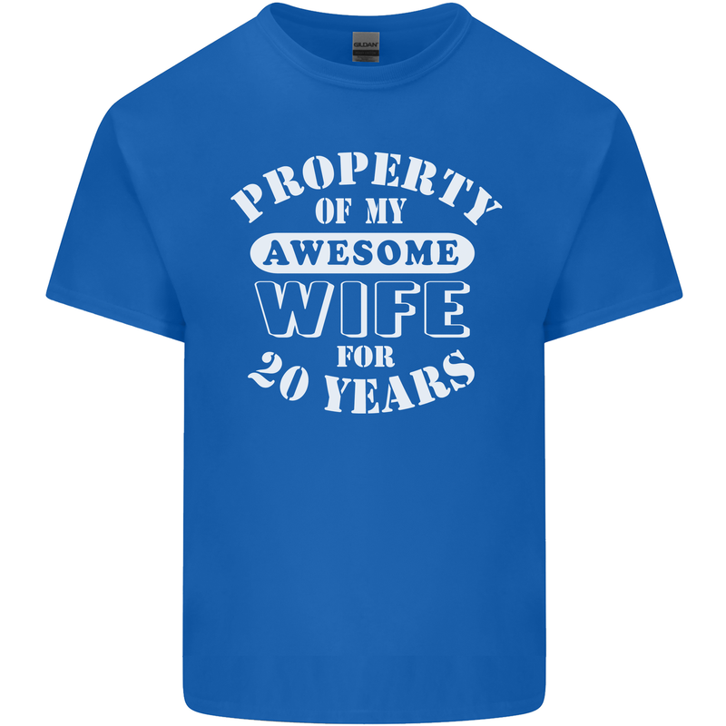 20 Year Wedding Anniversary 20th Funny Wife Mens Cotton T-Shirt Tee Top Royal Blue