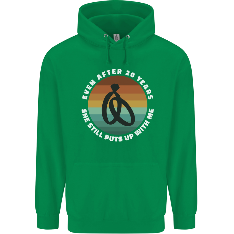 20 Year Wedding Anniversary 20th Marriage Mens 80% Cotton Hoodie Irish Green