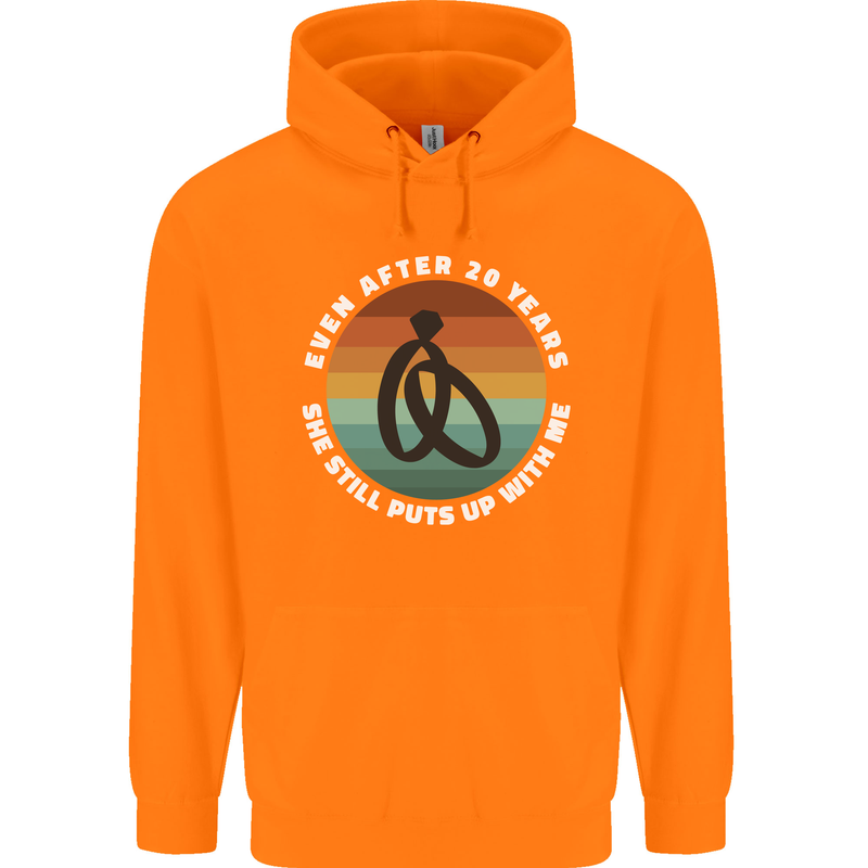 20 Year Wedding Anniversary 20th Marriage Mens 80% Cotton Hoodie Orange