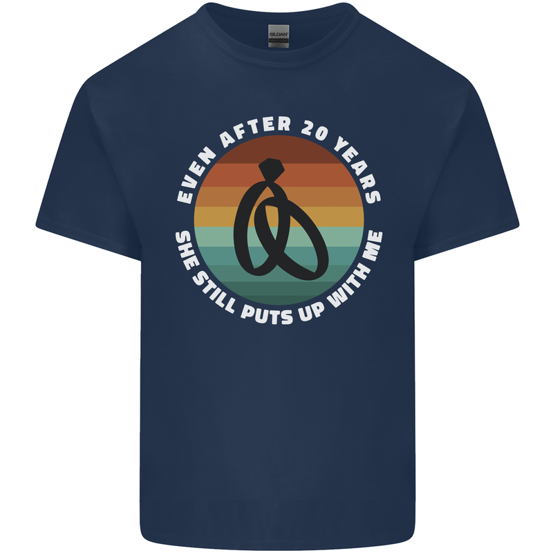 20 Year Wedding Anniversary 20th Marriage Mens Cotton T-Shirt Tee Top Navy Blue