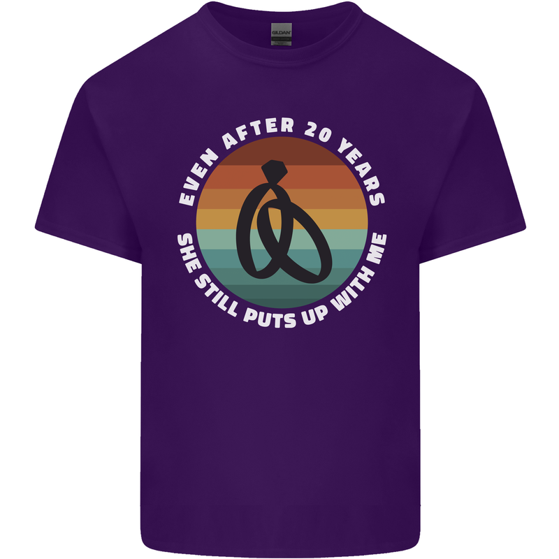 20 Year Wedding Anniversary 20th Marriage Mens Cotton T-Shirt Tee Top Purple
