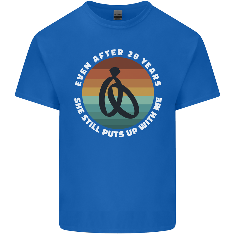 20 Year Wedding Anniversary 20th Marriage Mens Cotton T-Shirt Tee Top Royal Blue
