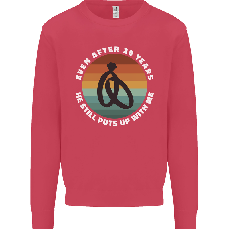 20 Year Wedding Anniversary 20th Marriage Mens Sweatshirt Jumper Heliconia