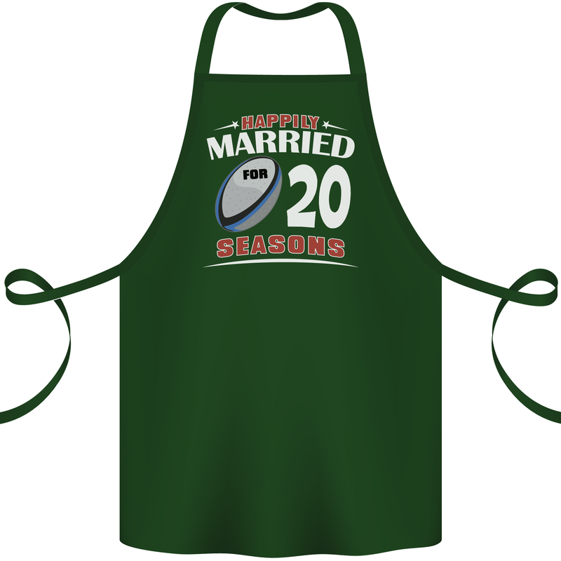 20 Year Wedding Anniversary 20th Rugby Cotton Apron 100% Organic Forest Green
