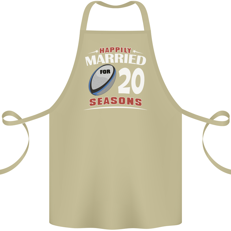 20 Year Wedding Anniversary 20th Rugby Cotton Apron 100% Organic Khaki