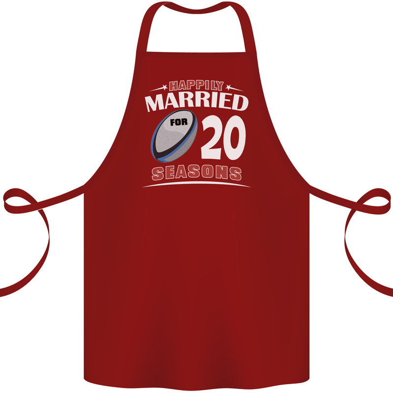 20 Year Wedding Anniversary 20th Rugby Cotton Apron 100% Organic Maroon