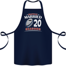20 Year Wedding Anniversary 20th Rugby Cotton Apron 100% Organic Navy Blue