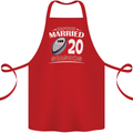20 Year Wedding Anniversary 20th Rugby Cotton Apron 100% Organic Red