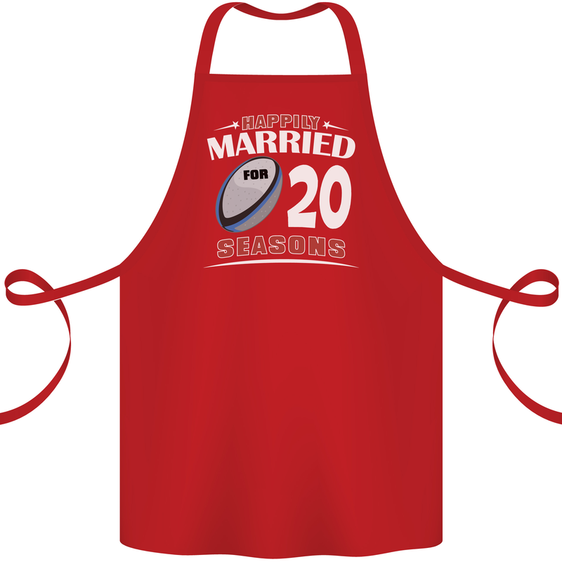 20 Year Wedding Anniversary 20th Rugby Cotton Apron 100% Organic Red