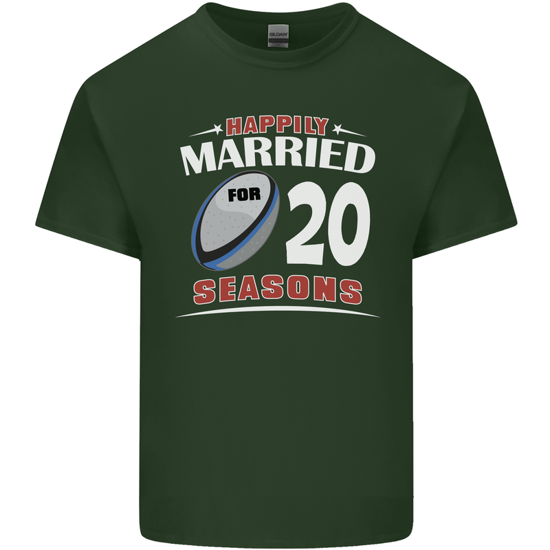 20 Year Wedding Anniversary 20th Rugby Mens Cotton T-Shirt Tee Top Forest Green