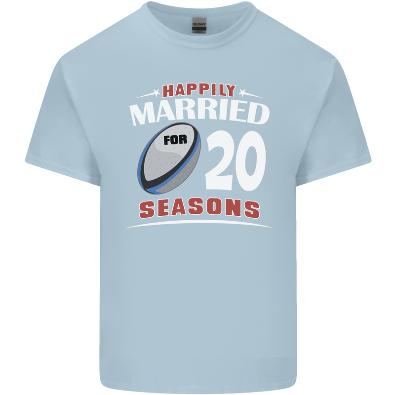 20 Year Wedding Anniversary 20th Rugby Mens Cotton T-Shirt Tee Top Light Blue