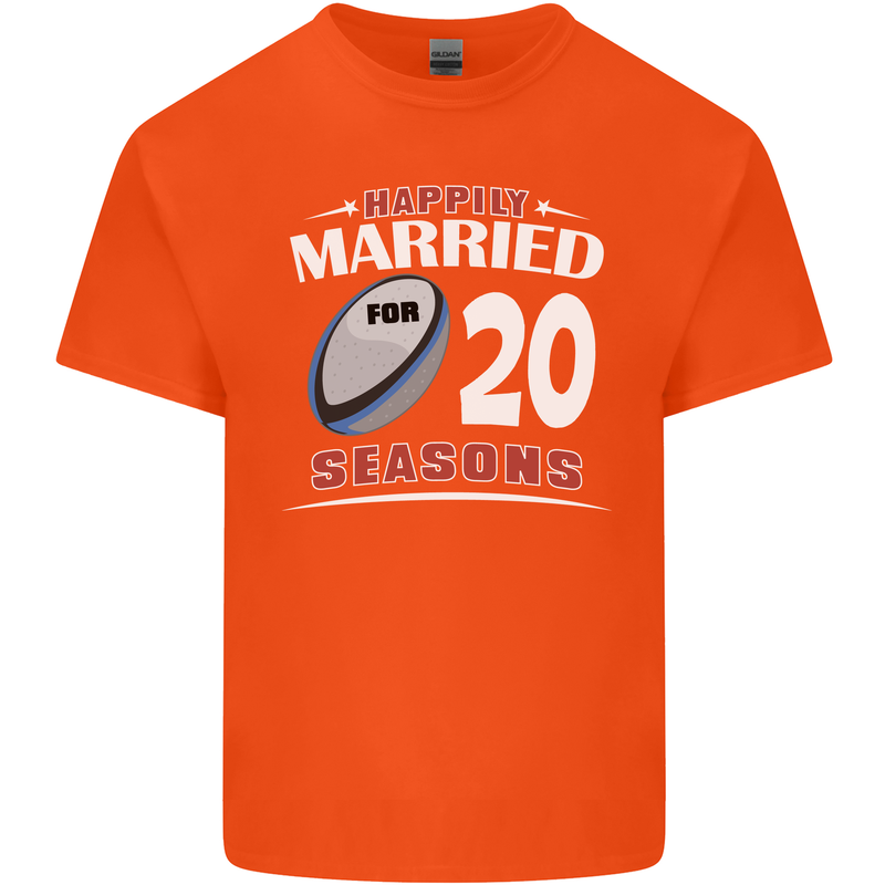 20 Year Wedding Anniversary 20th Rugby Mens Cotton T-Shirt Tee Top Orange