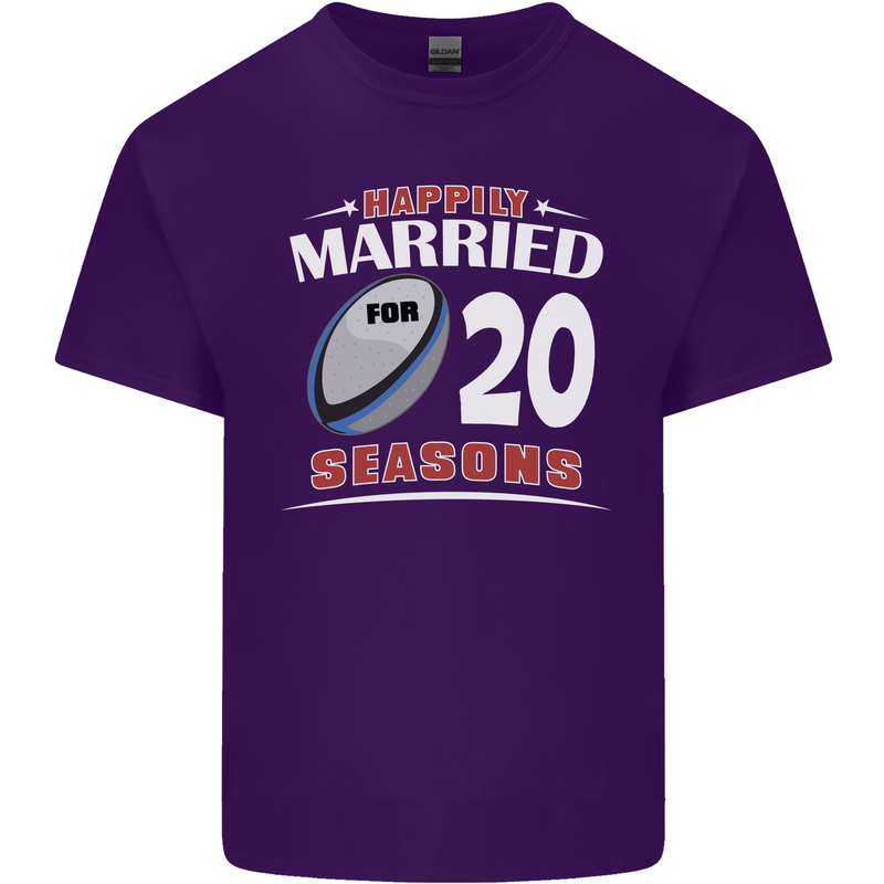 20 Year Wedding Anniversary 20th Rugby Mens Cotton T-Shirt Tee Top Purple