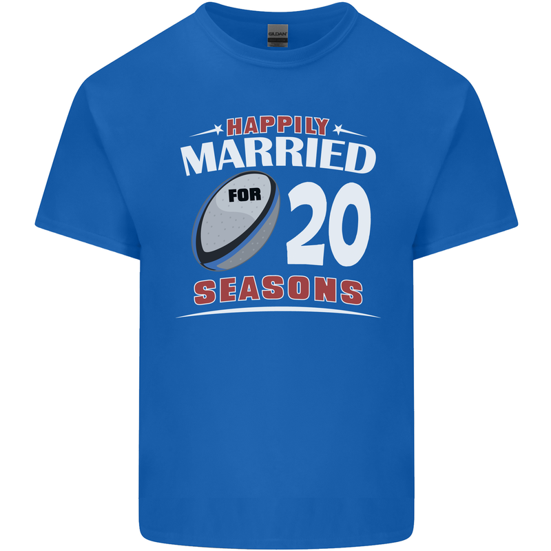 20 Year Wedding Anniversary 20th Rugby Mens Cotton T-Shirt Tee Top Royal Blue