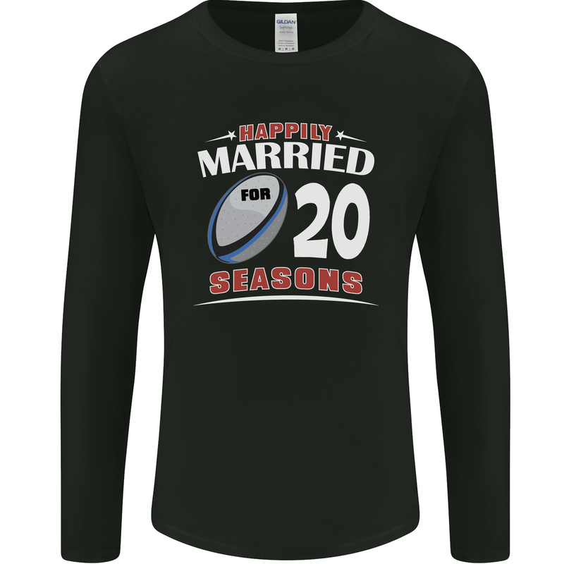 20 Year Wedding Anniversary 20th Rugby Mens Long Sleeve T-Shirt Black