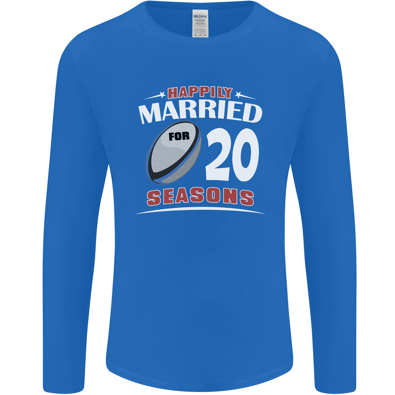 20 Year Wedding Anniversary 20th Rugby Mens Long Sleeve T-Shirt Royal Blue
