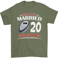 20 Year Wedding Anniversary 20th Rugby Mens T-Shirt 100% Cotton Military Green