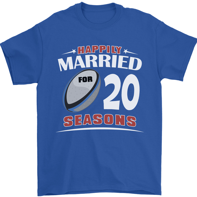 20 Year Wedding Anniversary 20th Rugby Mens T-Shirt 100% Cotton Royal Blue