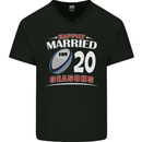 20 Year Wedding Anniversary 20th Rugby Mens V-Neck Cotton T-Shirt Black