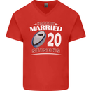 20 Year Wedding Anniversary 20th Rugby Mens V-Neck Cotton T-Shirt Red