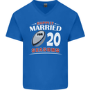 20 Year Wedding Anniversary 20th Rugby Mens V-Neck Cotton T-Shirt Royal Blue