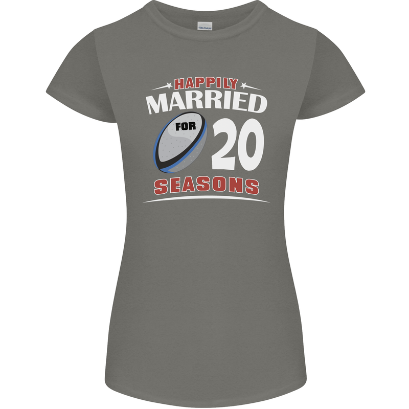 20 Year Wedding Anniversary 20th Rugby Womens Petite Cut T-Shirt Charcoal