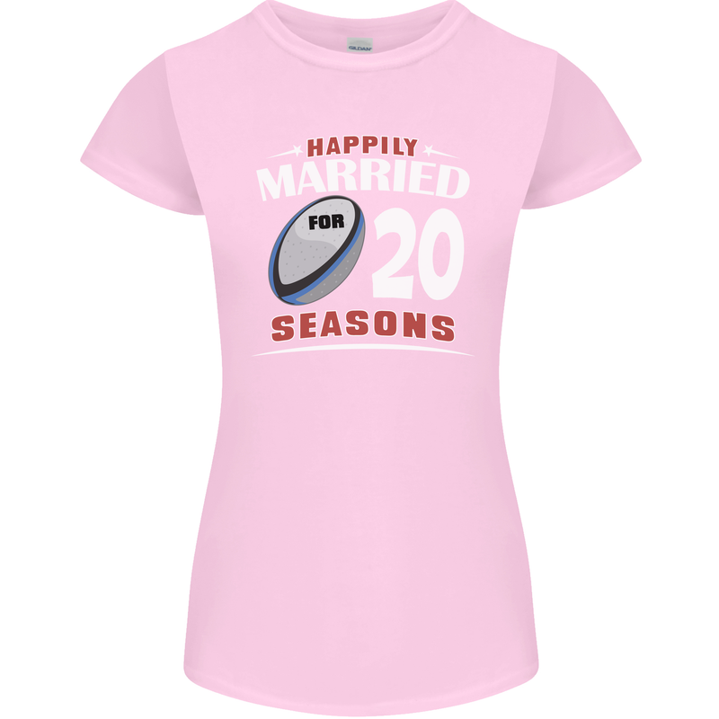 20 Year Wedding Anniversary 20th Rugby Womens Petite Cut T-Shirt Light Pink