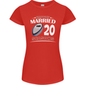 20 Year Wedding Anniversary 20th Rugby Womens Petite Cut T-Shirt Red
