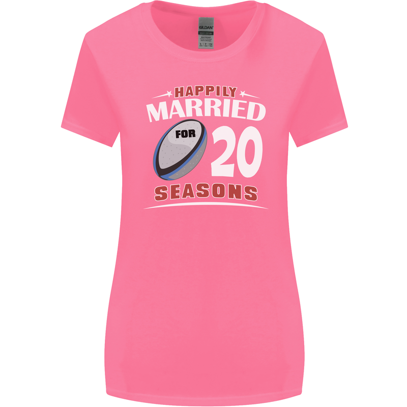 20 Year Wedding Anniversary 20th Rugby Womens Wider Cut T-Shirt Azalea
