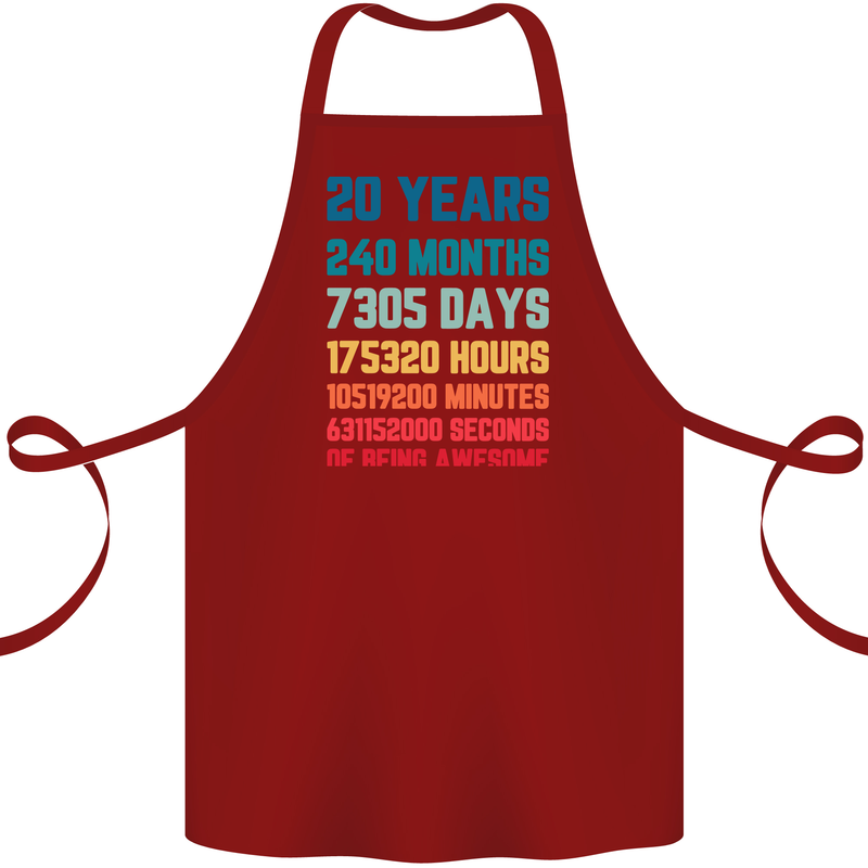 20th Birthday 20 Year Old Cotton Apron 100% Organic Maroon