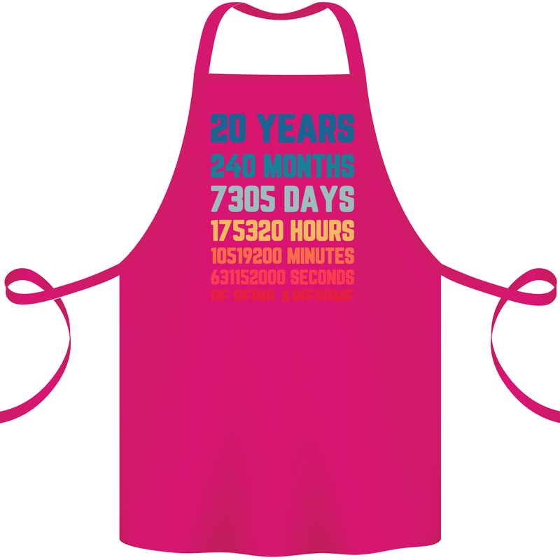 20th Birthday 20 Year Old Cotton Apron 100% Organic Pink