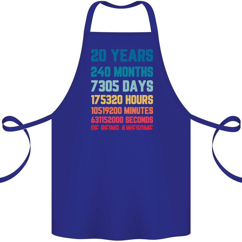 20th Birthday 20 Year Old Cotton Apron 100% Organic Royal Blue