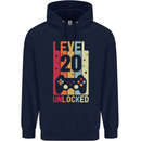 20th Birthday 20 Year Old Level Up Gamming Mens 80% Cotton Hoodie Navy Blue
