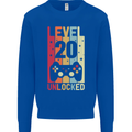 20th Birthday 20 Year Old Level Up Gamming Mens Sweatshirt Jumper Royal Blue