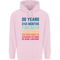 20th Birthday 20 Year Old Mens 80% Cotton Hoodie Light Pink