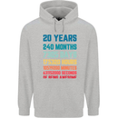 20th Birthday 20 Year Old Mens 80% Cotton Hoodie Sports Grey