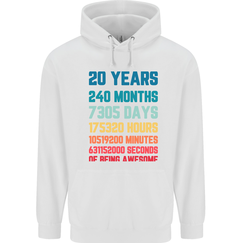 20th Birthday 20 Year Old Mens 80% Cotton Hoodie White
