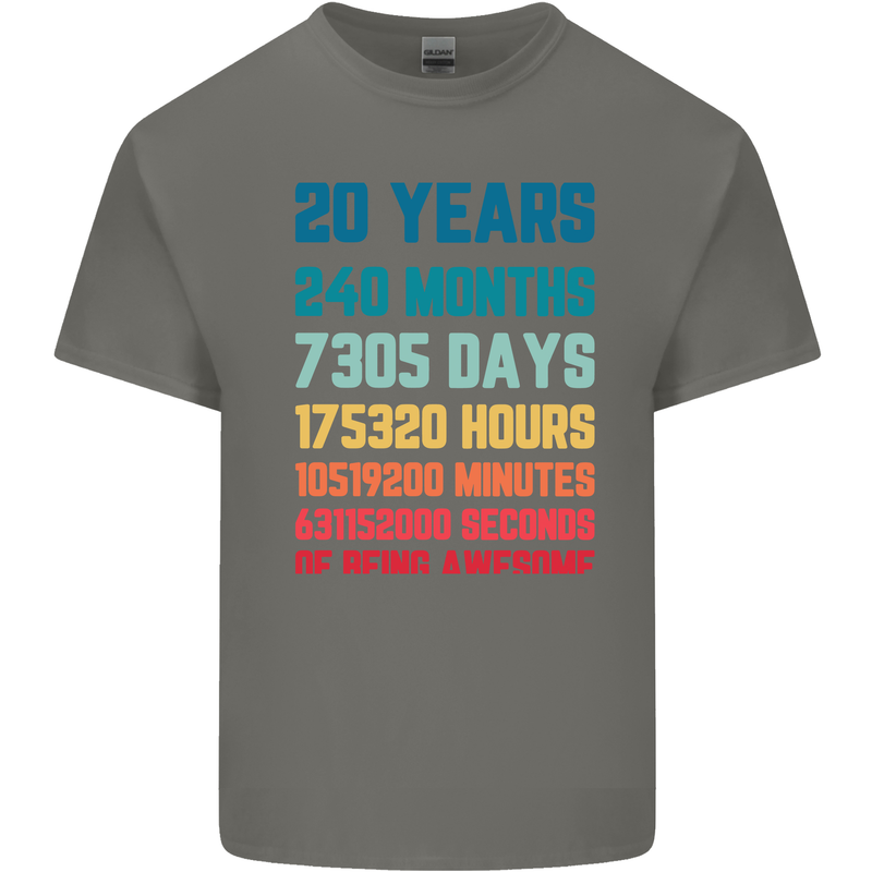 20th Birthday 20 Year Old Mens Cotton T-Shirt Tee Top Charcoal