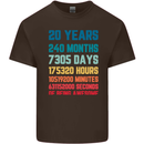 20th Birthday 20 Year Old Mens Cotton T-Shirt Tee Top Dark Chocolate