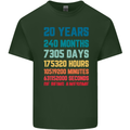 20th Birthday 20 Year Old Mens Cotton T-Shirt Tee Top Forest Green