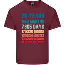 20th Birthday 20 Year Old Mens Cotton T-Shirt Tee Top Maroon