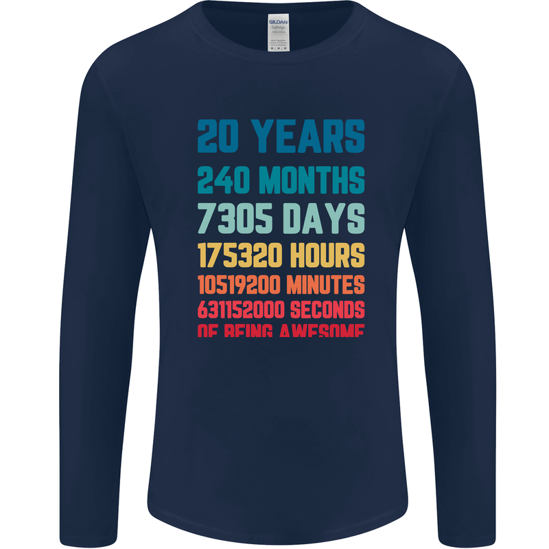 20th Birthday 20 Year Old Mens Long Sleeve T-Shirt Navy Blue